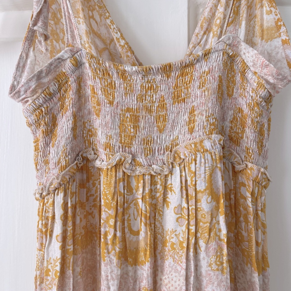 Sleeveless Yellow Floral Maxi Dress